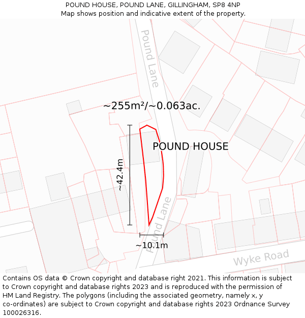POUND HOUSE, POUND LANE, GILLINGHAM, SP8 4NP: Plot and title map