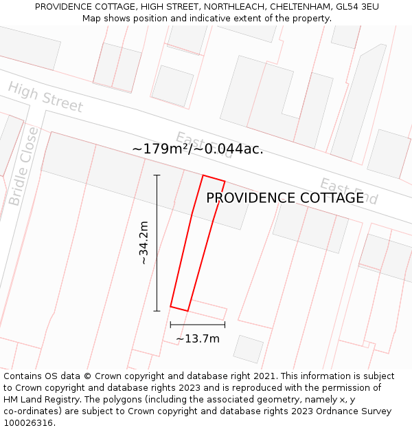 PROVIDENCE COTTAGE, HIGH STREET, NORTHLEACH, CHELTENHAM, GL54 3EU: Plot and title map