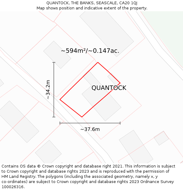 QUANTOCK, THE BANKS, SEASCALE, CA20 1QJ: Plot and title map