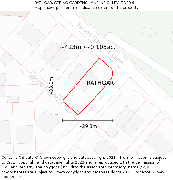 RATHGAR, SPRING GARDENS LANE, KEIGHLEY, BD20 6LH: Plot and title map