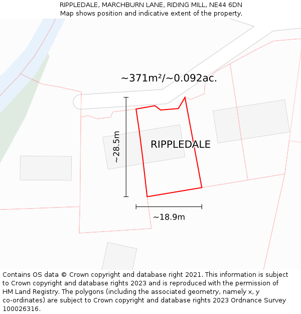 RIPPLEDALE, MARCHBURN LANE, RIDING MILL, NE44 6DN: Plot and title map