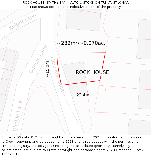 ROCK HOUSE, SMITHY BANK, ALTON, STOKE-ON-TRENT, ST10 4AA: Plot and title map