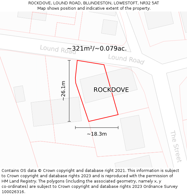 ROCKDOVE, LOUND ROAD, BLUNDESTON, LOWESTOFT, NR32 5AT: Plot and title map