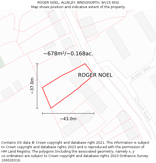 ROGER NOEL, ALVELEY, BRIDGNORTH, WV15 6NG: Plot and title map