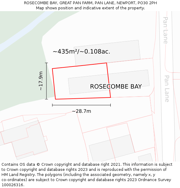 ROSECOMBE BAY, GREAT PAN FARM, PAN LANE, NEWPORT, PO30 2PH: Plot and title map