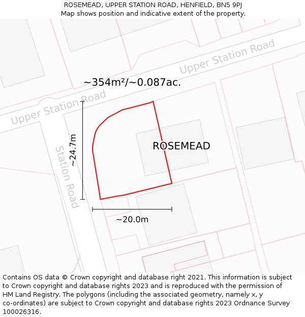 ROSEMEAD, UPPER STATION ROAD, HENFIELD, BN5 9PJ: Plot and title map