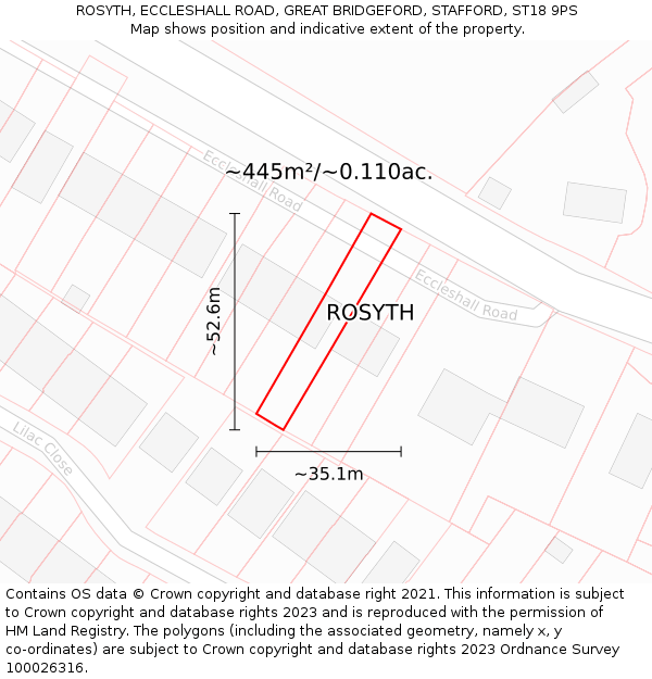 ROSYTH, ECCLESHALL ROAD, GREAT BRIDGEFORD, STAFFORD, ST18 9PS: Plot and title map