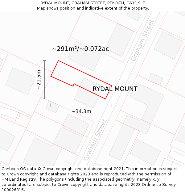 RYDAL MOUNT, GRAHAM STREET, PENRITH, CA11 9LB: Plot and title map