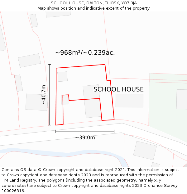 SCHOOL HOUSE, DALTON, THIRSK, YO7 3JA: Plot and title map