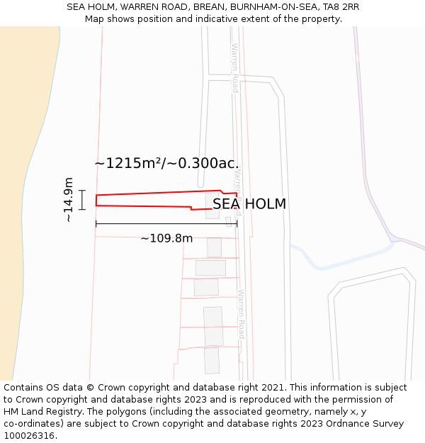 SEA HOLM, WARREN ROAD, BREAN, BURNHAM-ON-SEA, TA8 2RR: Plot and title map