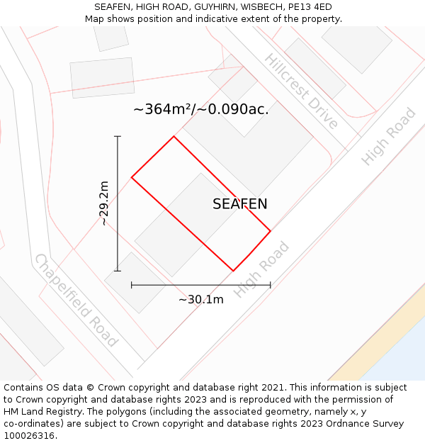 SEAFEN, HIGH ROAD, GUYHIRN, WISBECH, PE13 4ED: Plot and title map