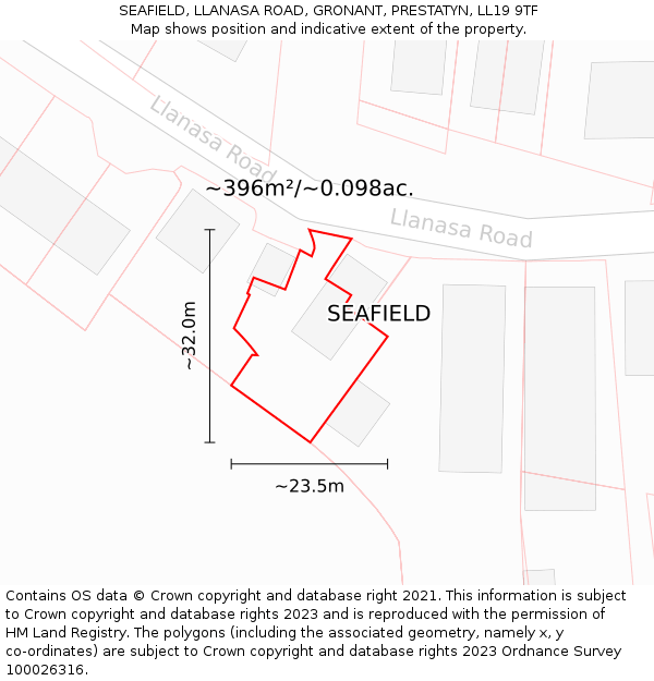 SEAFIELD, LLANASA ROAD, GRONANT, PRESTATYN, LL19 9TF: Plot and title map