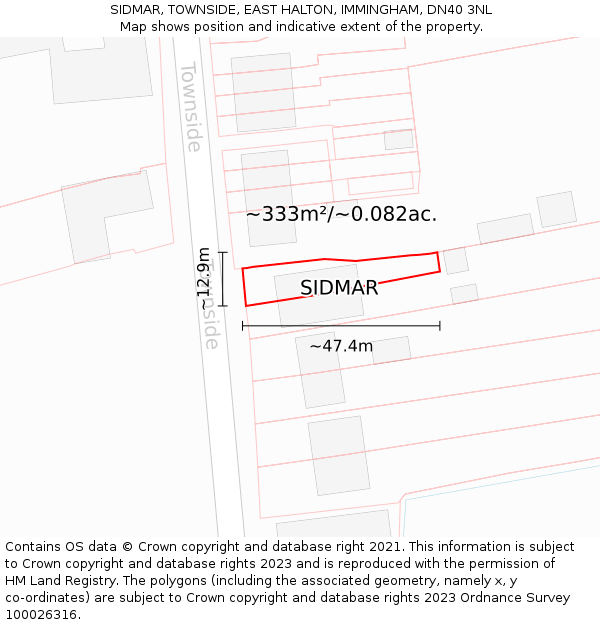 SIDMAR, TOWNSIDE, EAST HALTON, IMMINGHAM, DN40 3NL: Plot and title map