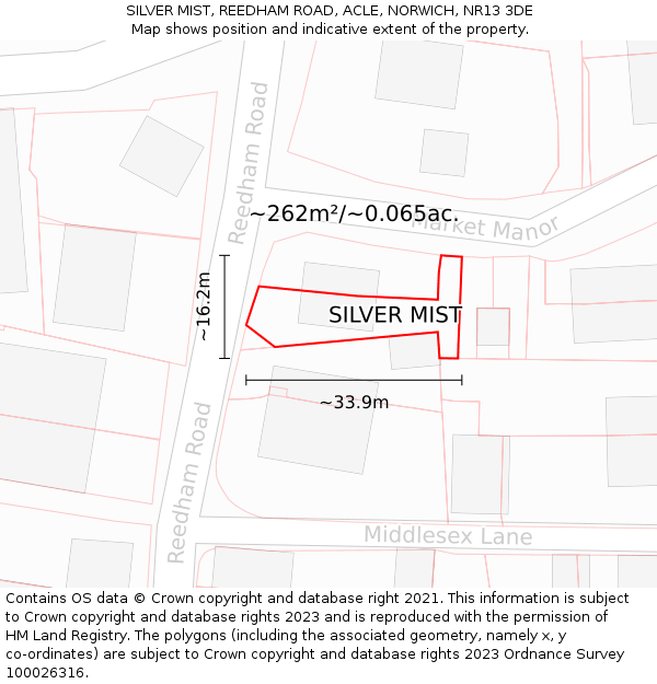 SILVER MIST, REEDHAM ROAD, ACLE, NORWICH, NR13 3DE: Plot and title map