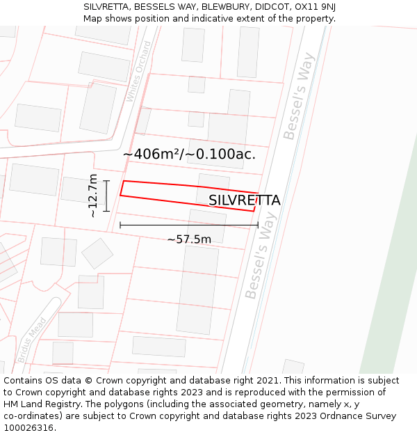 SILVRETTA, BESSELS WAY, BLEWBURY, DIDCOT, OX11 9NJ: Plot and title map