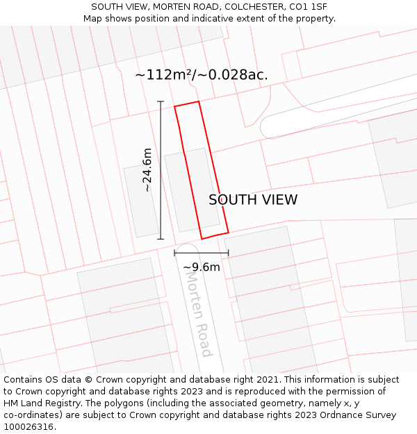 SOUTH VIEW, MORTEN ROAD, COLCHESTER, CO1 1SF: Plot and title map