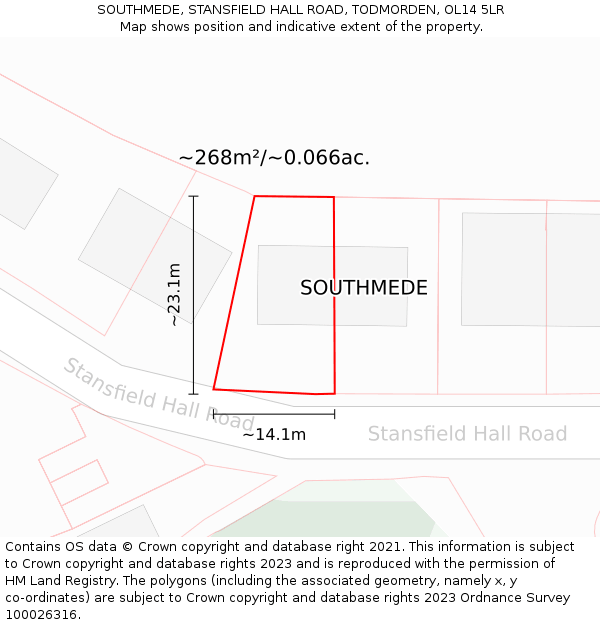 SOUTHMEDE, STANSFIELD HALL ROAD, TODMORDEN, OL14 5LR: Plot and title map