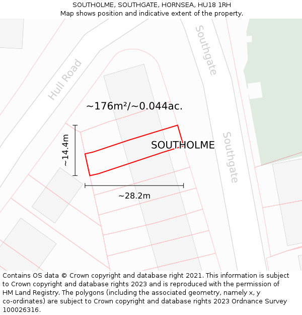 SOUTHOLME, SOUTHGATE, HORNSEA, HU18 1RH: Plot and title map