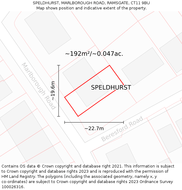 SPELDHURST, MARLBOROUGH ROAD, RAMSGATE, CT11 9BU: Plot and title map