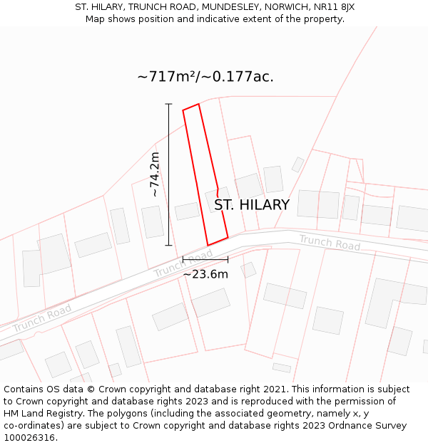 ST. HILARY, TRUNCH ROAD, MUNDESLEY, NORWICH, NR11 8JX: Plot and title map