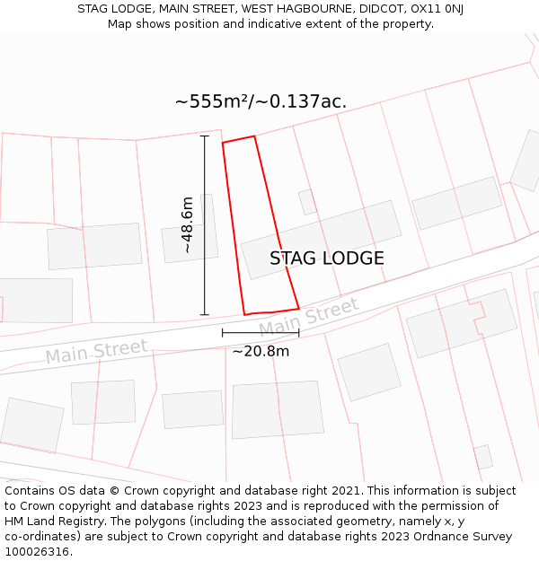 STAG LODGE, MAIN STREET, WEST HAGBOURNE, DIDCOT, OX11 0NJ: Plot and title map