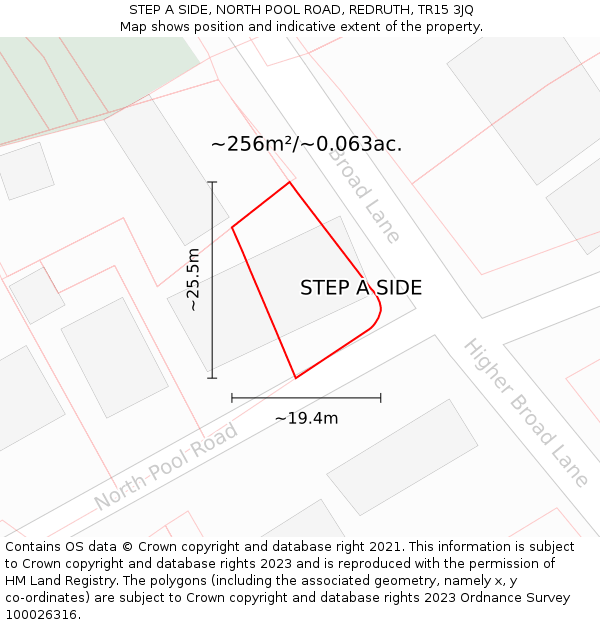 STEP A SIDE, NORTH POOL ROAD, REDRUTH, TR15 3JQ: Plot and title map