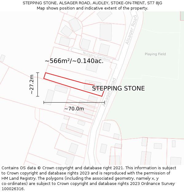 STEPPING STONE, ALSAGER ROAD, AUDLEY, STOKE-ON-TRENT, ST7 8JG: Plot and title map