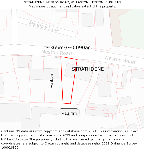 STRATHDENE, NESTON ROAD, WILLASTON, NESTON, CH64 2TG: Plot and title map