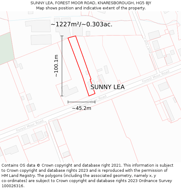 SUNNY LEA, FOREST MOOR ROAD, KNARESBOROUGH, HG5 8JY: Plot and title map