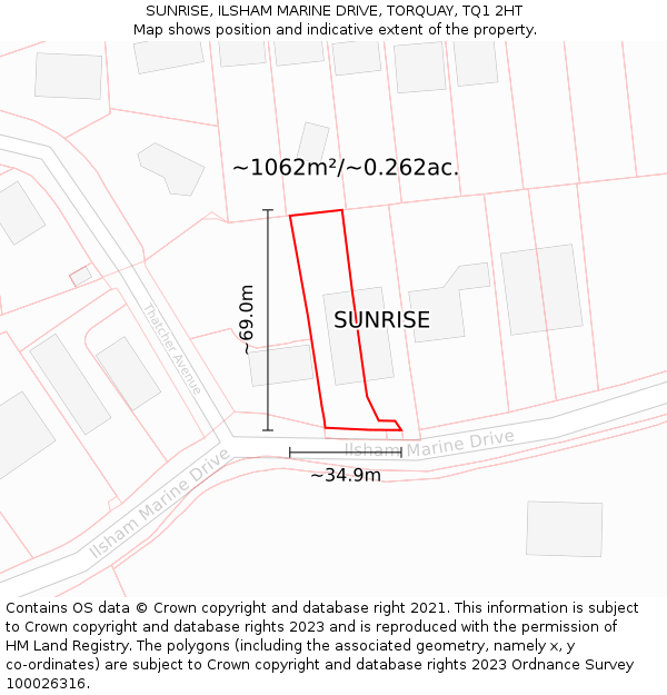 SUNRISE, ILSHAM MARINE DRIVE, TORQUAY, TQ1 2HT: Plot and title map