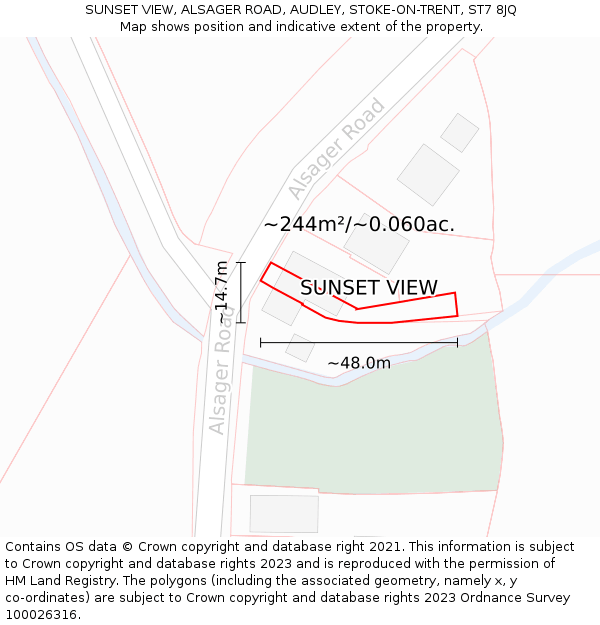 SUNSET VIEW, ALSAGER ROAD, AUDLEY, STOKE-ON-TRENT, ST7 8JQ: Plot and title map