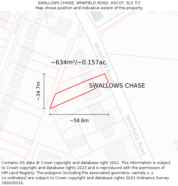 SWALLOWS CHASE, WINKFIELD ROAD, ASCOT, SL5 7LT: Plot and title map