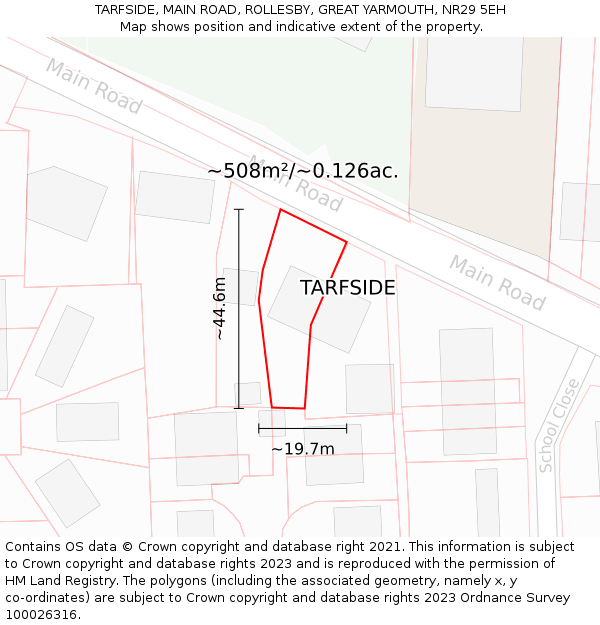 TARFSIDE, MAIN ROAD, ROLLESBY, GREAT YARMOUTH, NR29 5EH: Plot and title map