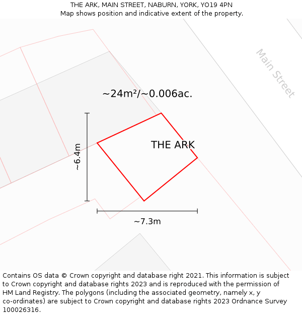 THE ARK, MAIN STREET, NABURN, YORK, YO19 4PN: Plot and title map