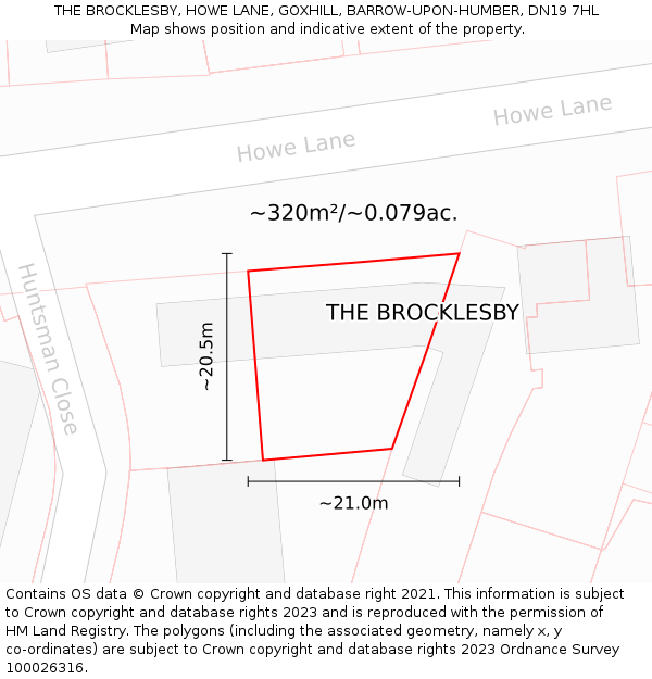 THE BROCKLESBY, HOWE LANE, GOXHILL, BARROW-UPON-HUMBER, DN19 7HL: Plot and title map