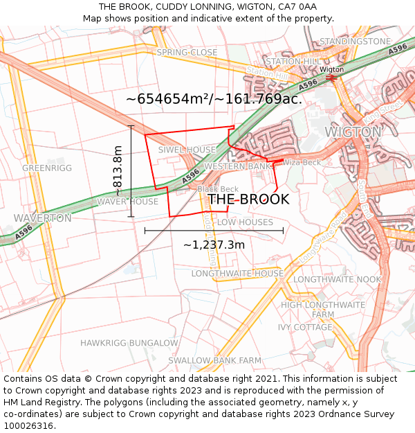 THE BROOK, CUDDY LONNING, WIGTON, CA7 0AA: Plot and title map