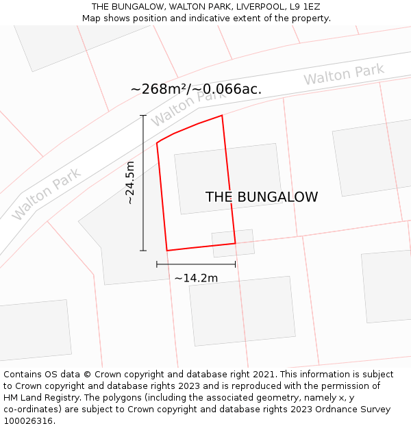 THE BUNGALOW, WALTON PARK, LIVERPOOL, L9 1EZ: Plot and title map