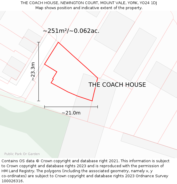 THE COACH HOUSE, NEWINGTON COURT, MOUNT VALE, YORK, YO24 1DJ: Plot and title map