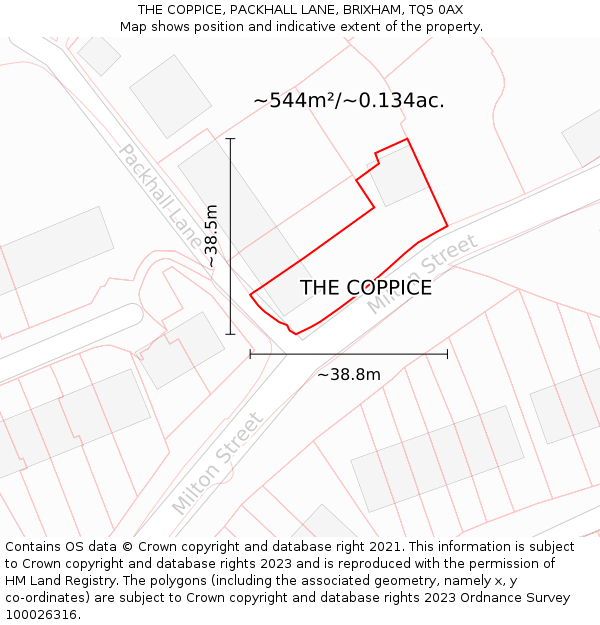 THE COPPICE, PACKHALL LANE, BRIXHAM, TQ5 0AX: Plot and title map