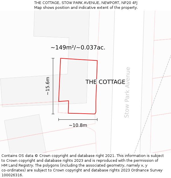 THE COTTAGE, STOW PARK AVENUE, NEWPORT, NP20 4FJ: Plot and title map