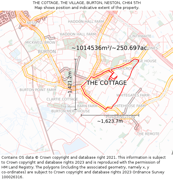 THE COTTAGE, THE VILLAGE, BURTON, NESTON, CH64 5TH: Plot and title map