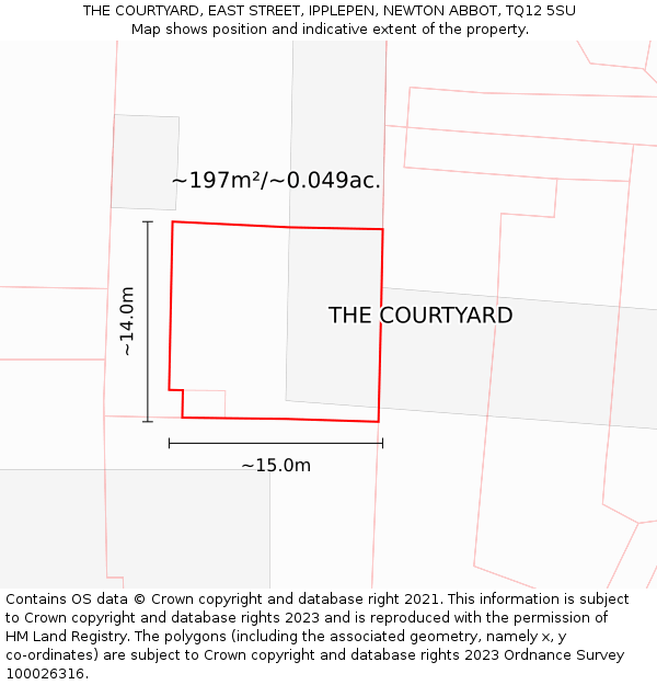 THE COURTYARD, EAST STREET, IPPLEPEN, NEWTON ABBOT, TQ12 5SU: Plot and title map