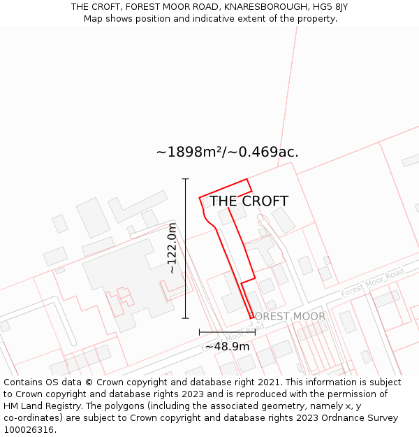 THE CROFT, FOREST MOOR ROAD, KNARESBOROUGH, HG5 8JY: Plot and title map