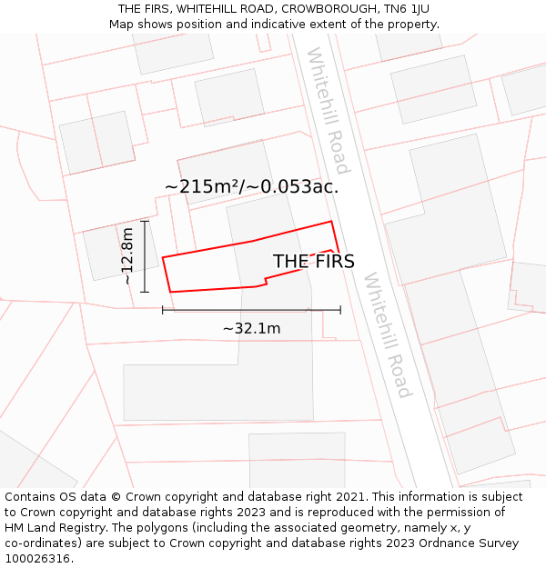 THE FIRS, WHITEHILL ROAD, CROWBOROUGH, TN6 1JU: Plot and title map