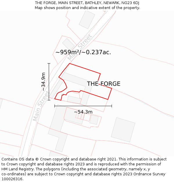 THE FORGE, MAIN STREET, BATHLEY, NEWARK, NG23 6DJ: Plot and title map