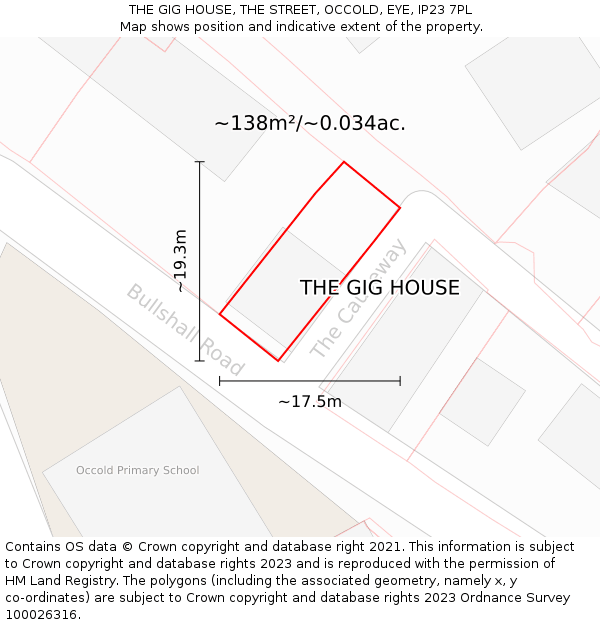 THE GIG HOUSE, THE STREET, OCCOLD, EYE, IP23 7PL: Plot and title map