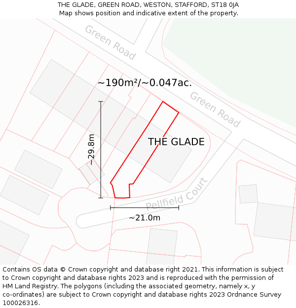 THE GLADE, GREEN ROAD, WESTON, STAFFORD, ST18 0JA: Plot and title map