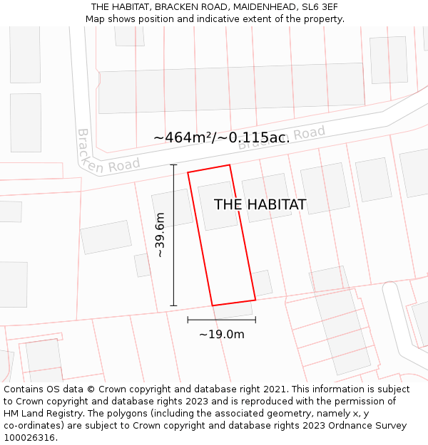 THE HABITAT, BRACKEN ROAD, MAIDENHEAD, SL6 3EF: Plot and title map