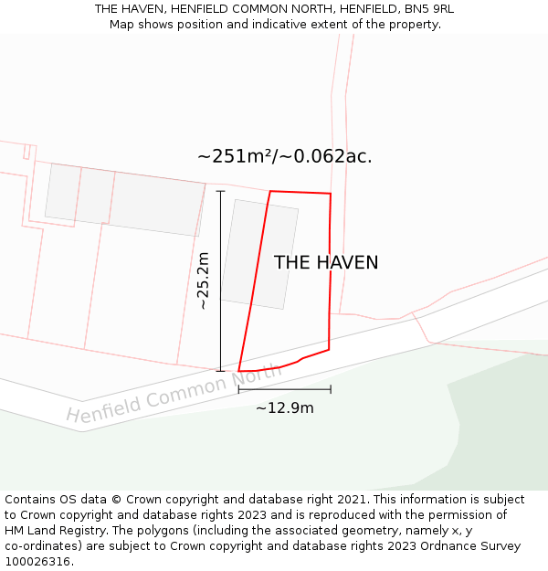 THE HAVEN, HENFIELD COMMON NORTH, HENFIELD, BN5 9RL: Plot and title map