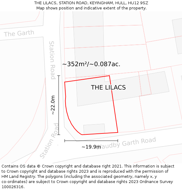 THE LILACS, STATION ROAD, KEYINGHAM, HULL, HU12 9SZ: Plot and title map